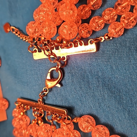 Light Pink Shimmery Necklace and Earring Set - Alex Ryan, by CK Designs - Picture 3 of 5